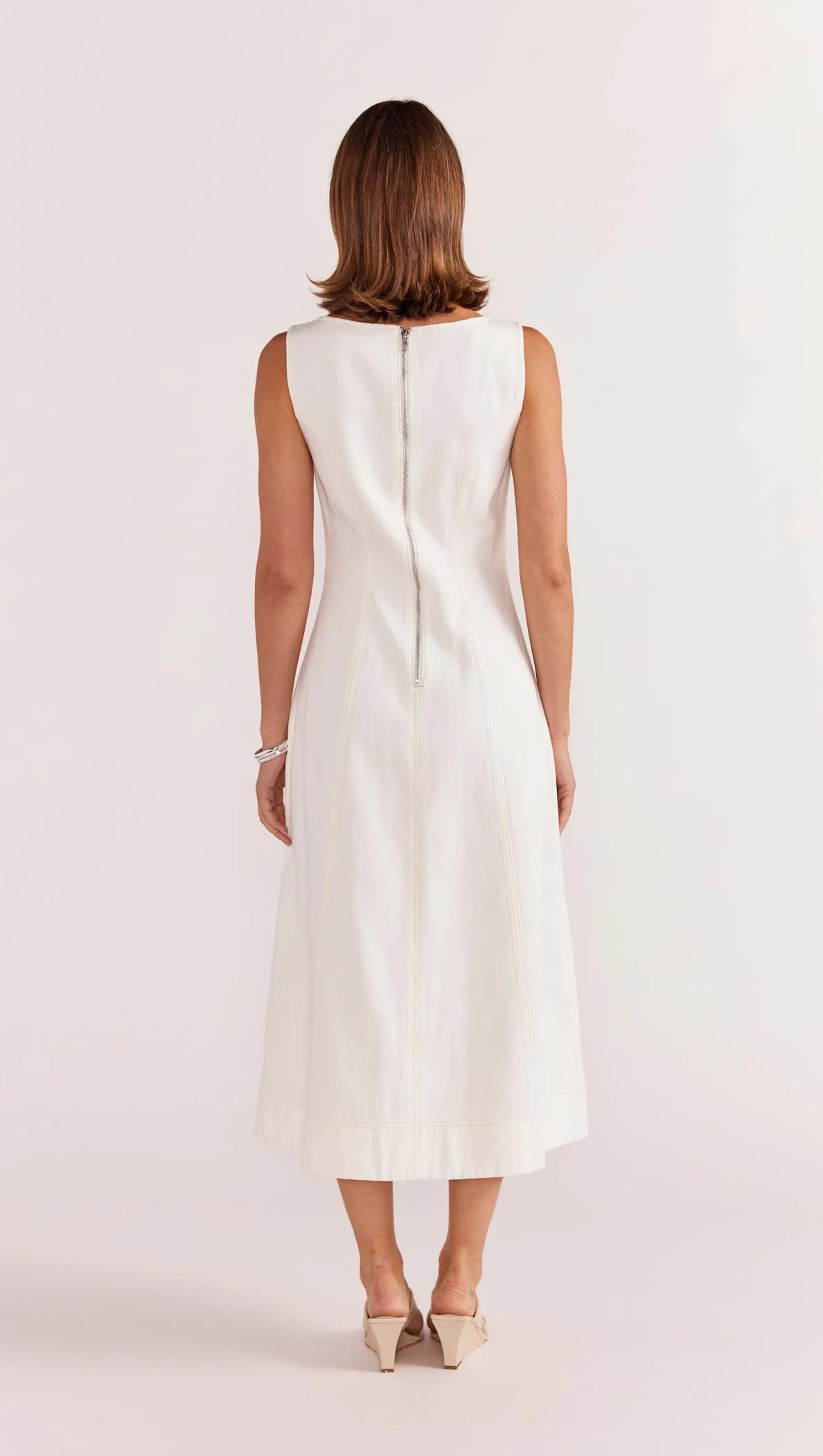 Innes Denim Midi Dress in Cream