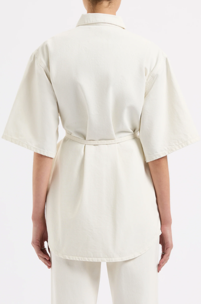 Organic Denim Shacket in Ecru