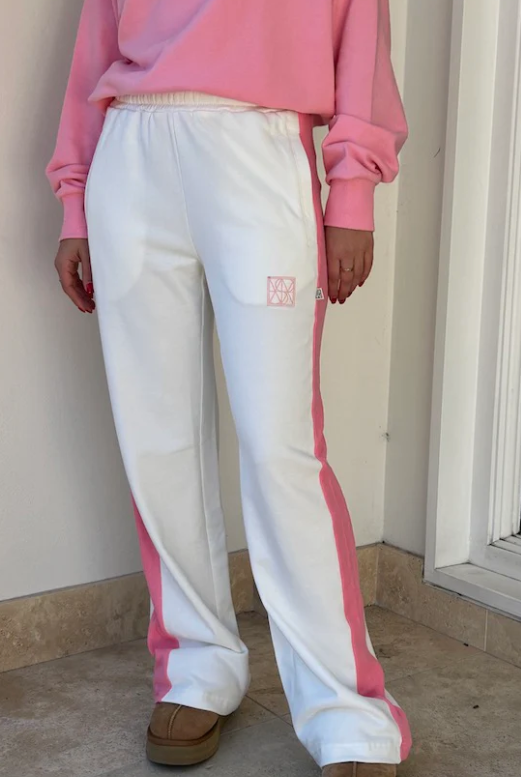 Classic Track Pant in White & Pink