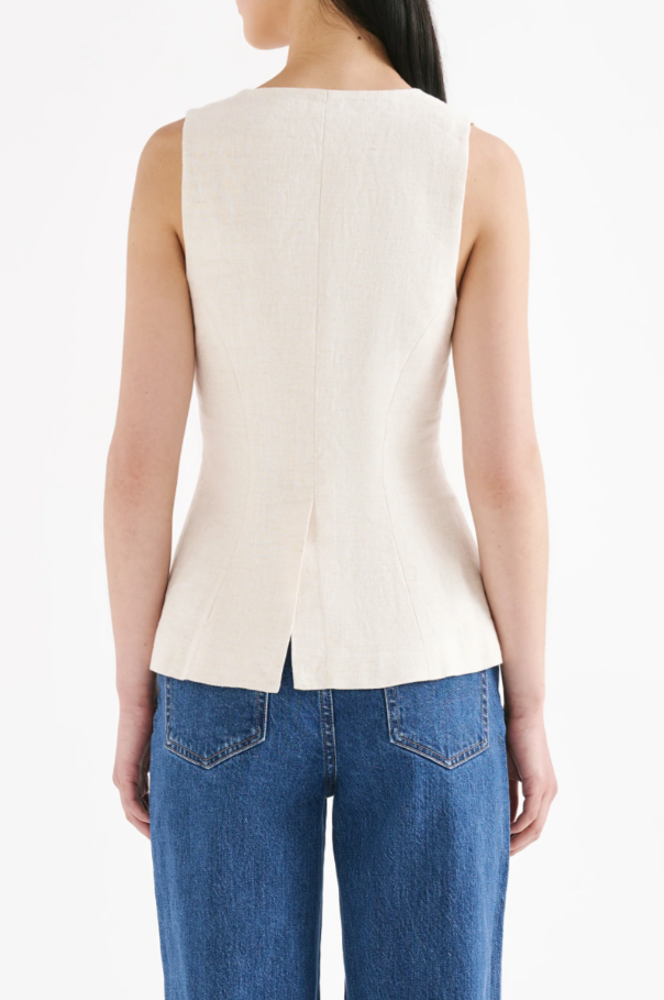 Clio Linen Vest in Natural