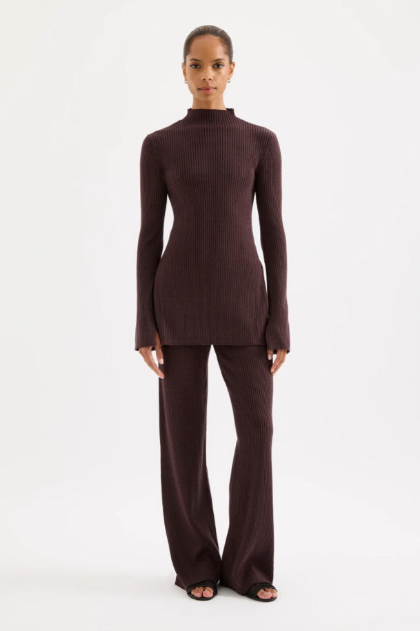 Malo Knit Tunic In Bark