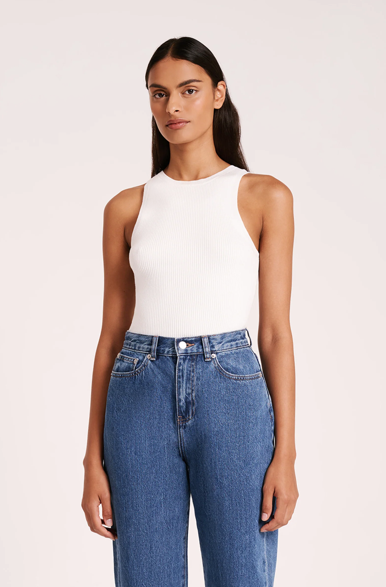 Nude Lucy Classic Knit Tank in White Momera Goondiwindi