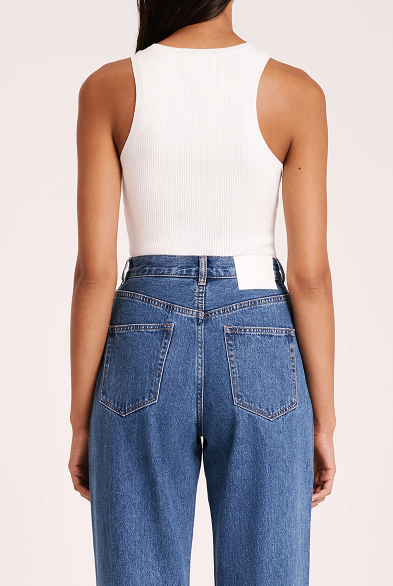 Nude Lucy Classic Knit Tank in White Momera Goondiwindi