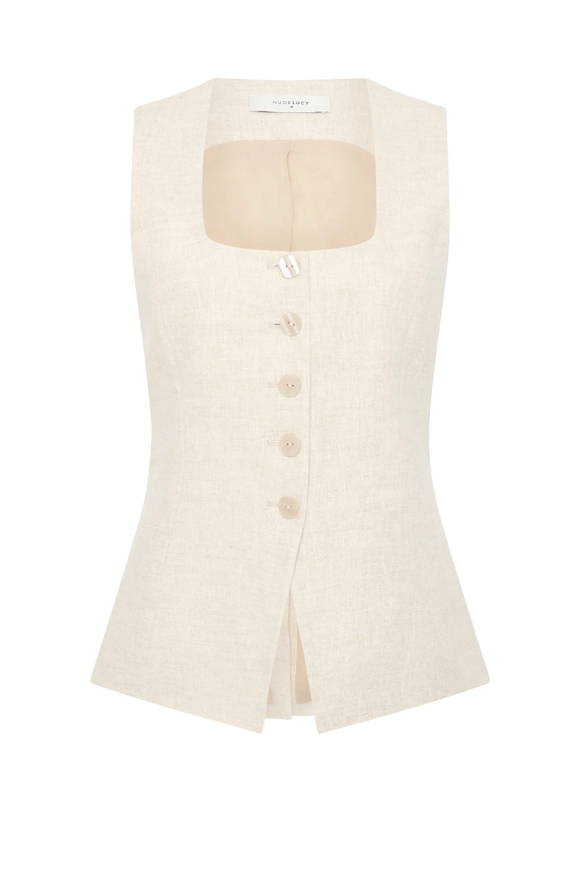 Clio Linen Vest in Natural