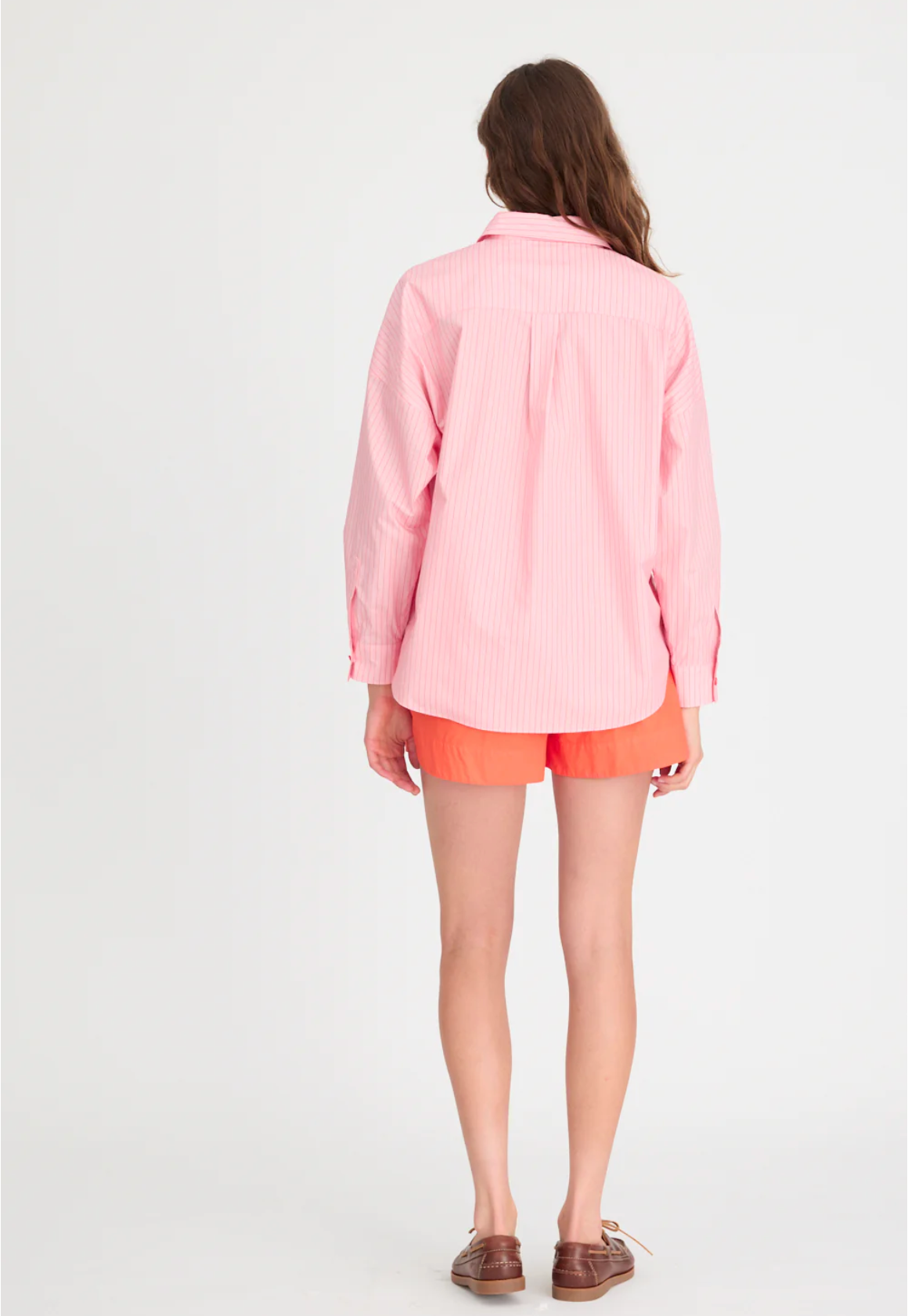 The Chiara Shirt Pinstripe in Pink & Spicy Orange