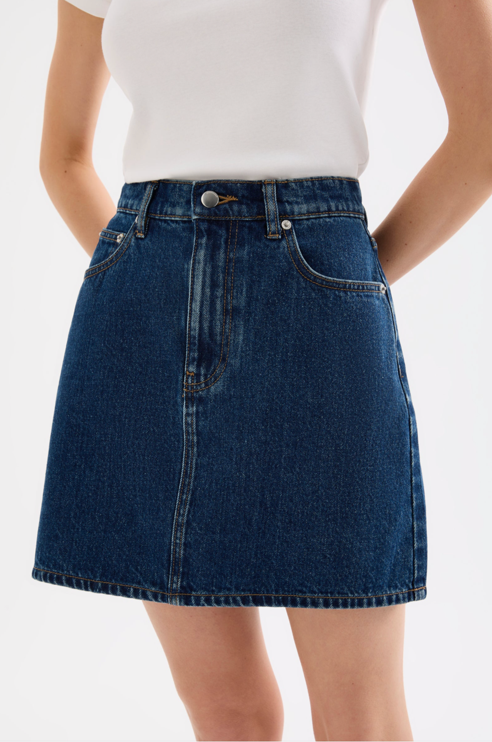 Sia Denim Mini Skirt in Force Blue