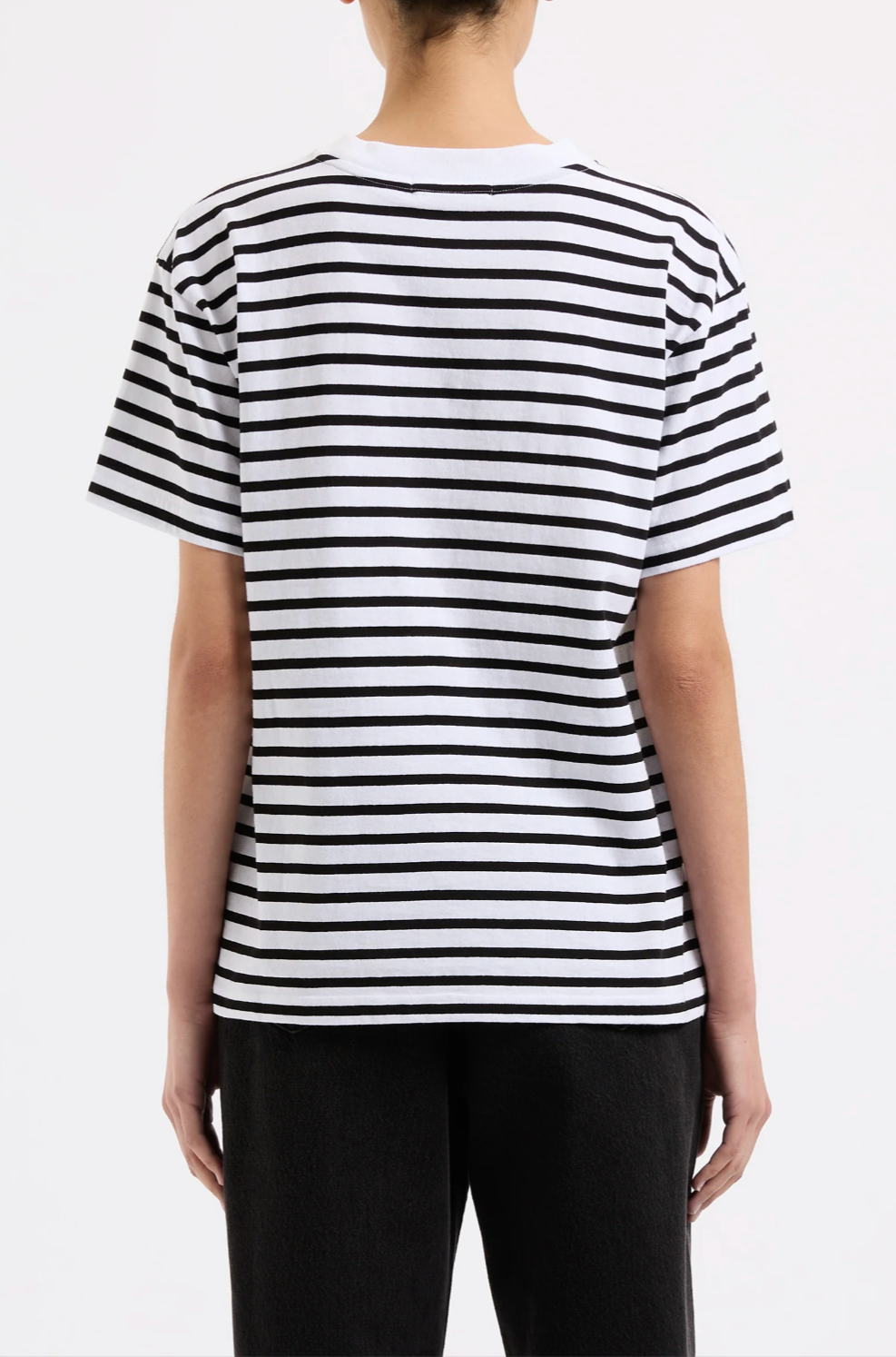 Organic Stripe Boyfriend Tee in Black Stripe