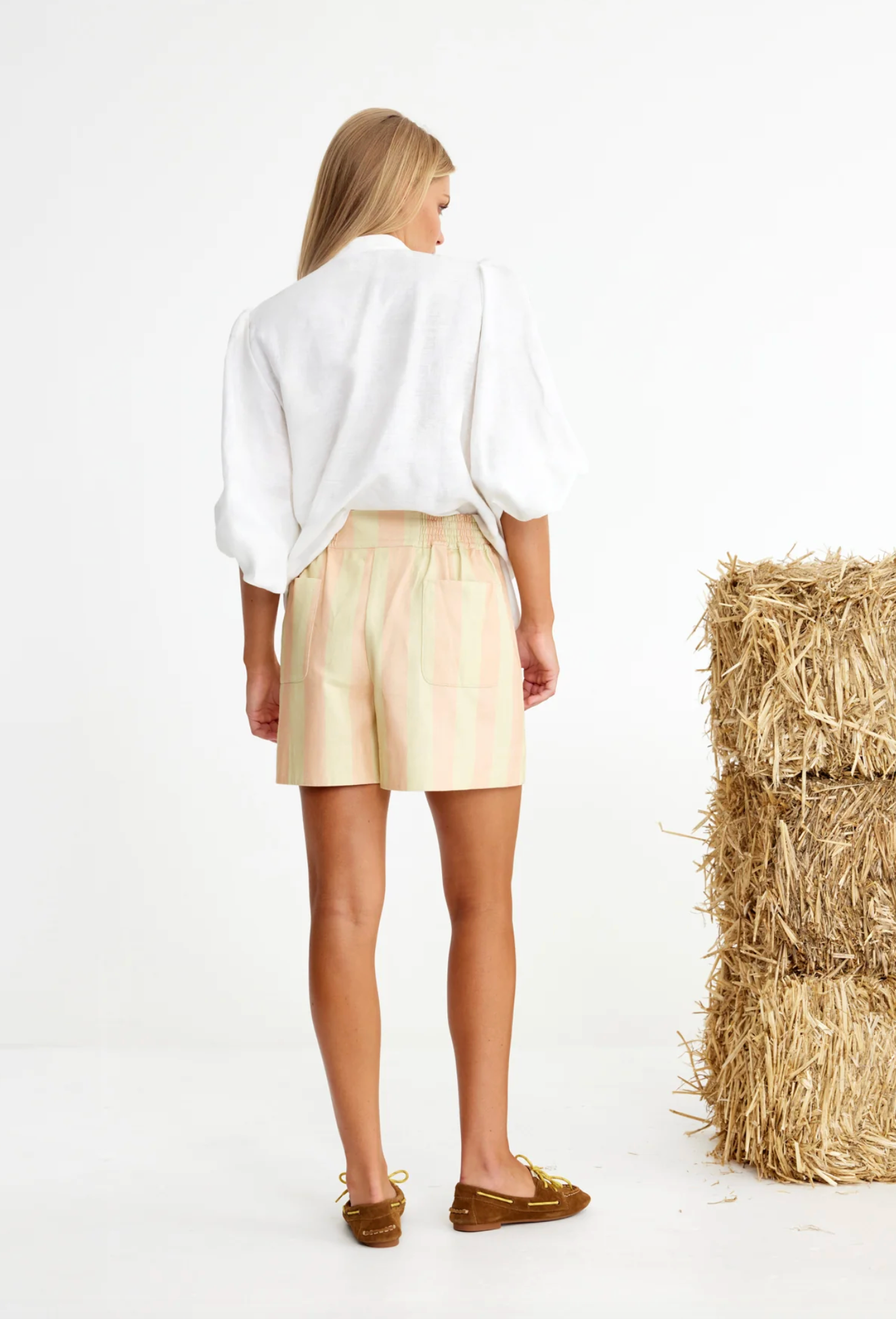 Carrots & Apples Shorts in Rockmelon Stripe