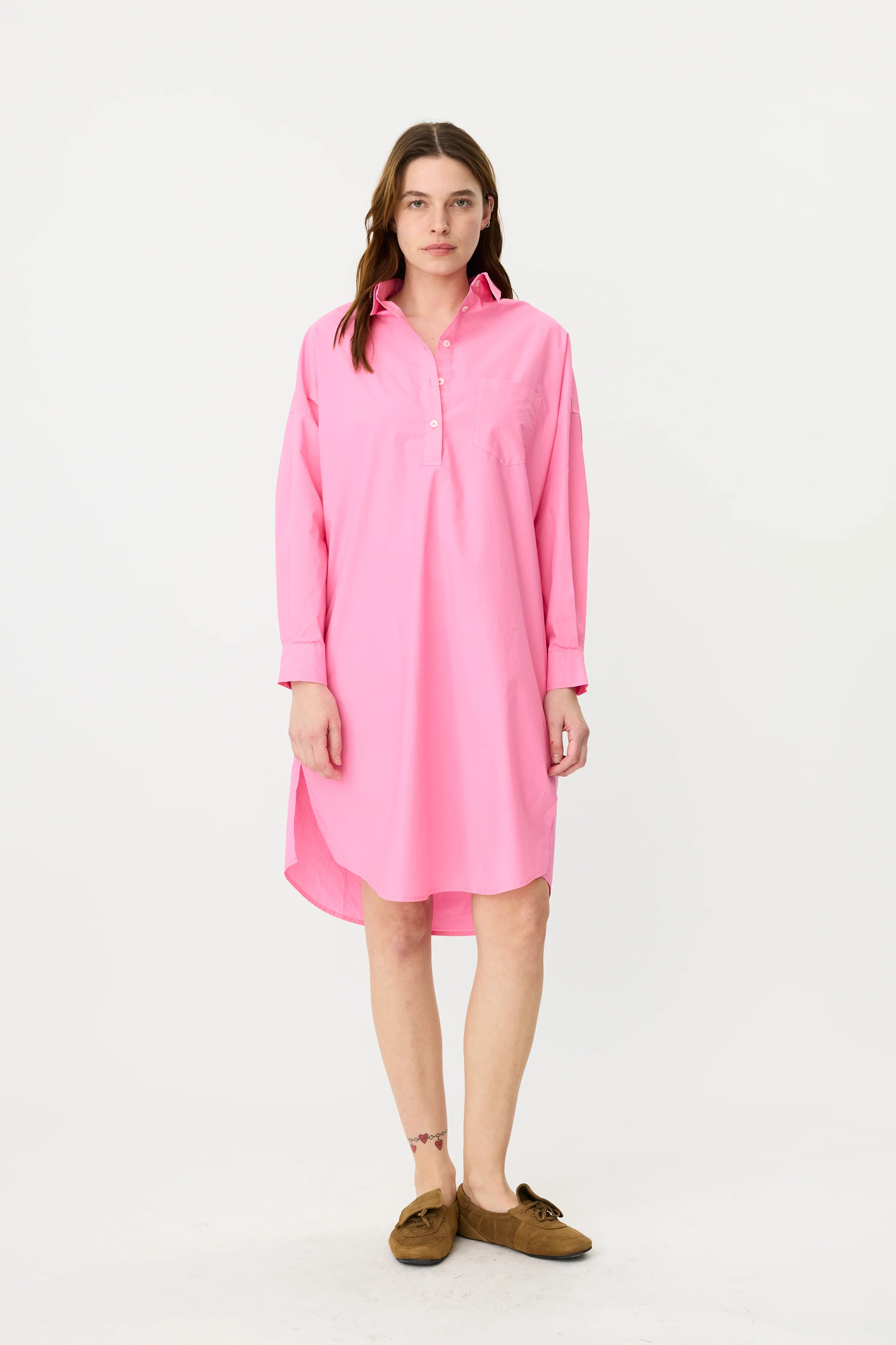 Chiara Half Placket Midi Dress in Candy