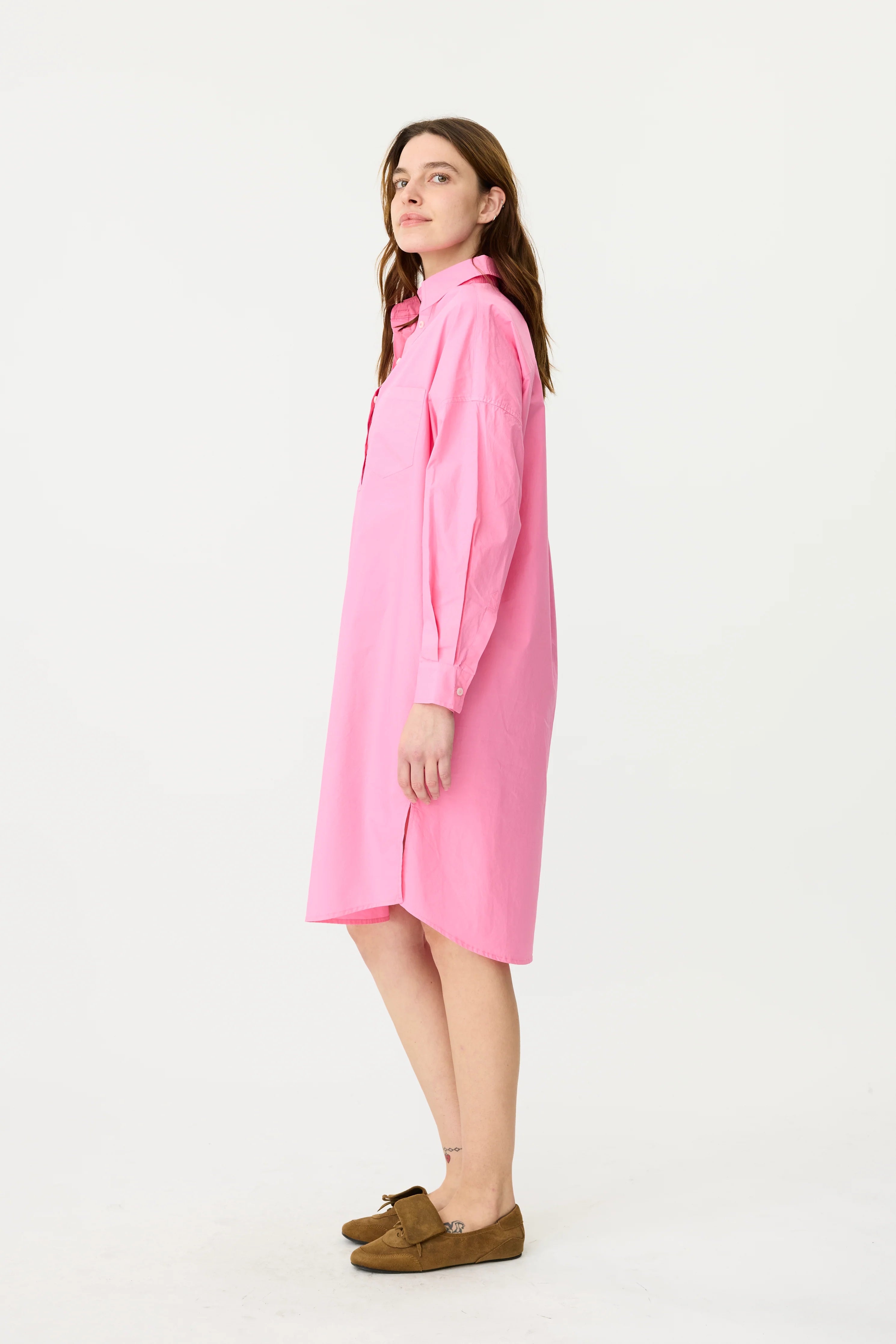 Chiara Half Placket Midi Dress in Candy