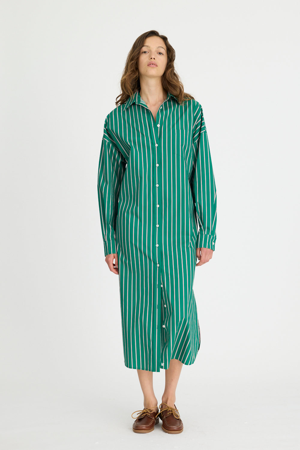 Chiara Maxi Dress in Verdant / Pink & Navy
