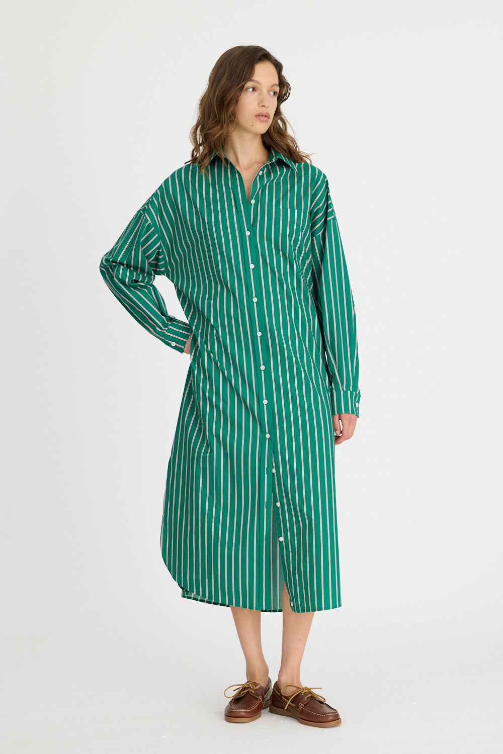 Chiara Maxi Dress in Verdant / Pink & Navy