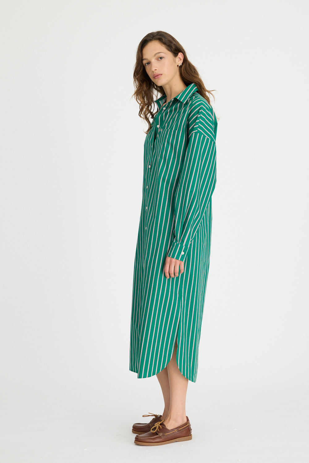 Chiara Maxi Dress in Verdant / Pink & Navy