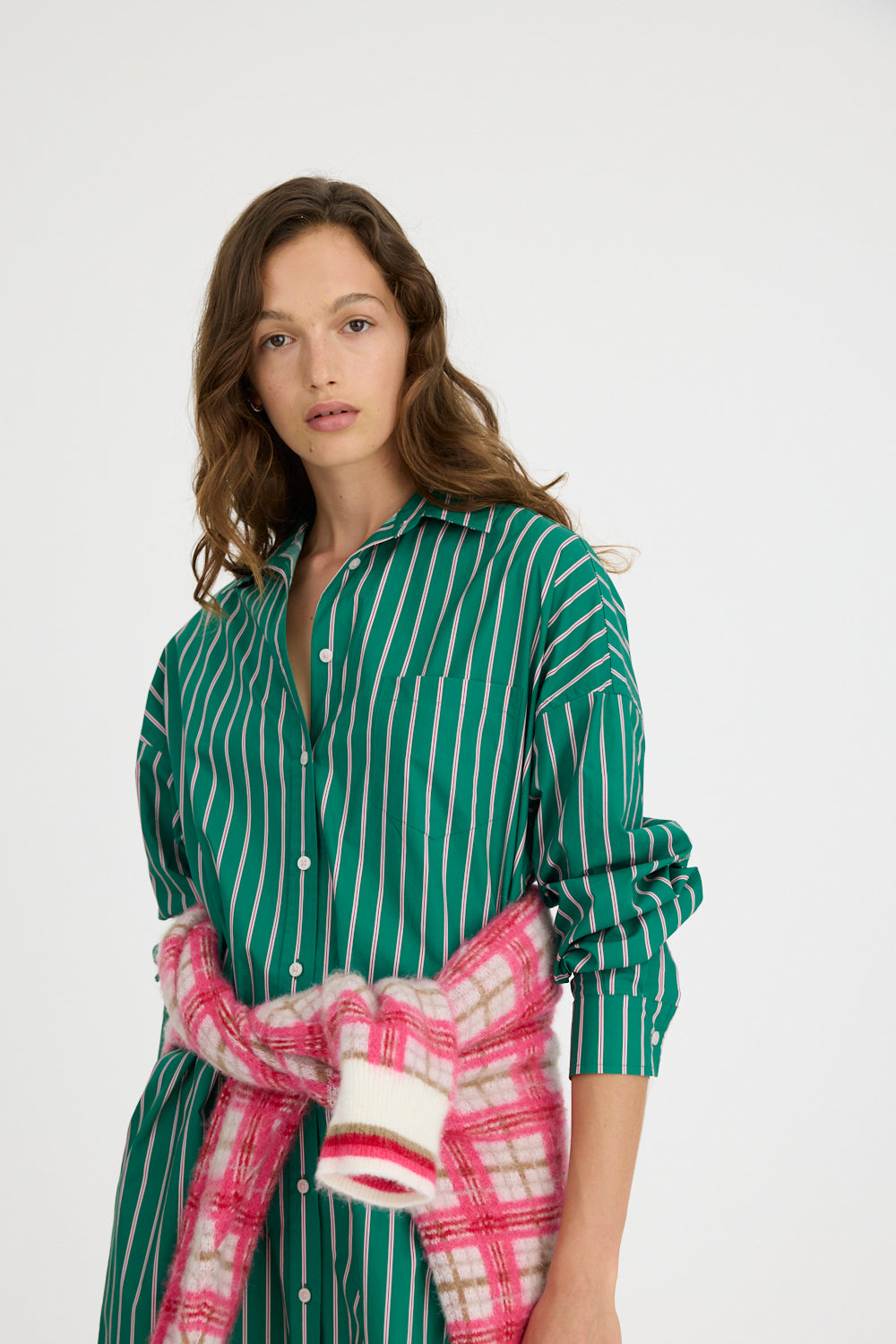 Chiara Maxi Dress in Verdant / Pink & Navy