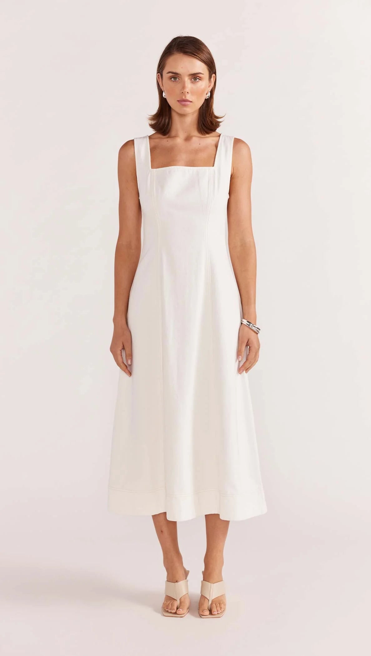 Innes Denim Midi Dress in Cream