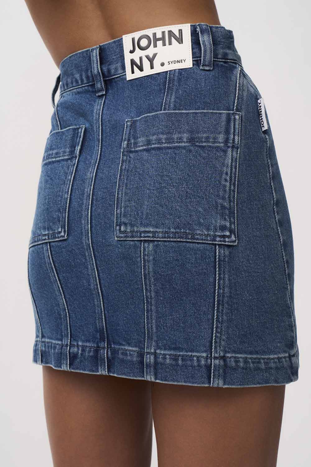 By Johnny Della Denim Panel Mini Skirt Momera Goondiwindi