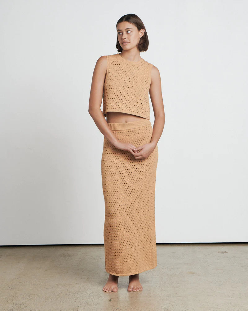 The Open Gauge Midi Skirt