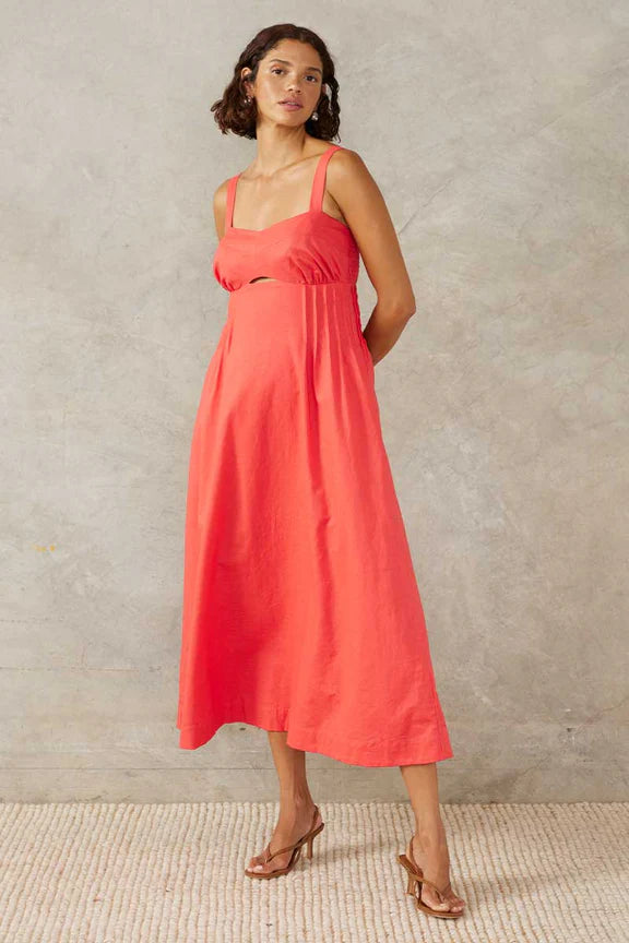 Sunlight Midi Dress in Hibiscus Pink