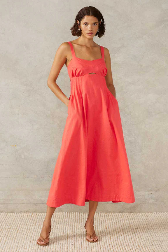 Sunlight Midi Dress in Hibiscus Pink
