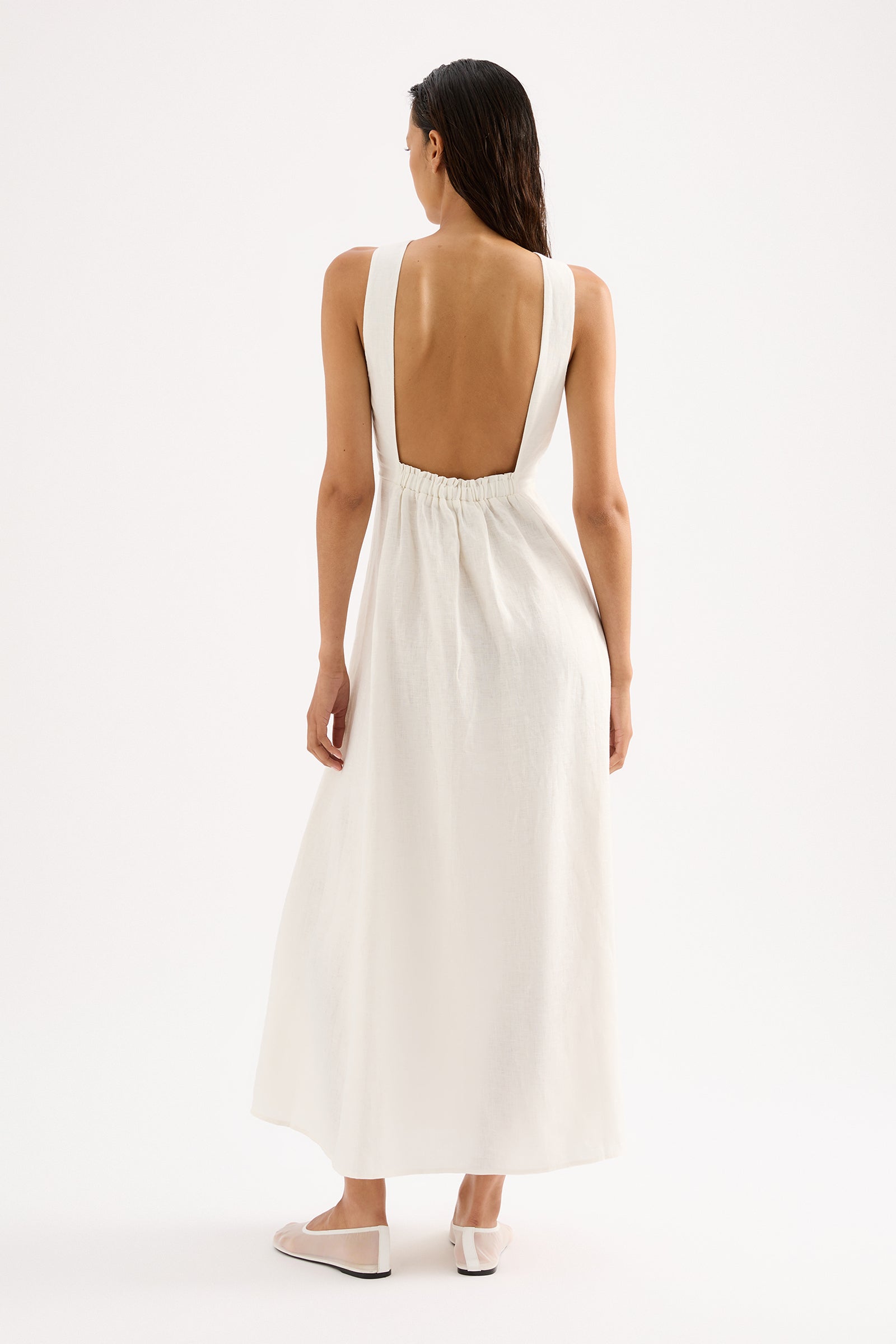 Gael Linen Maxi Dress in White