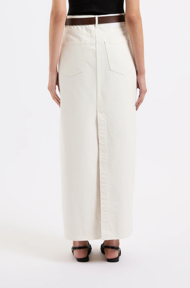 Organic Denim Maxi Skirt in Ecru