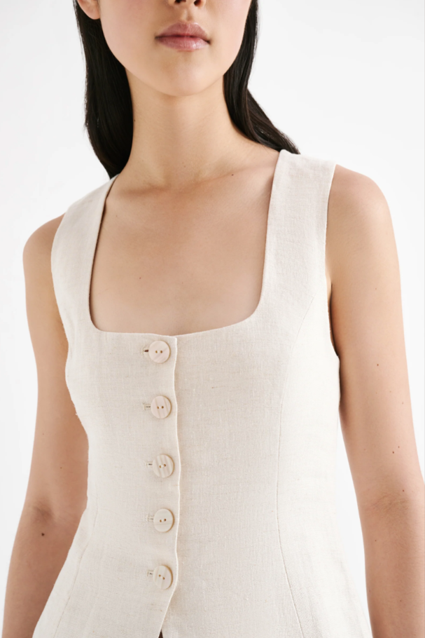 Clio Linen Vest in Natural