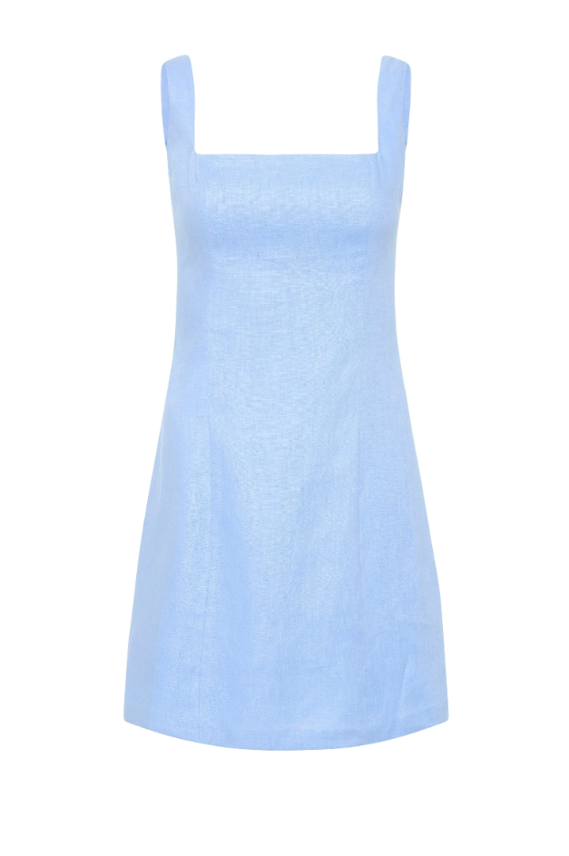 Monroe Linen Mini Dress in Sky
