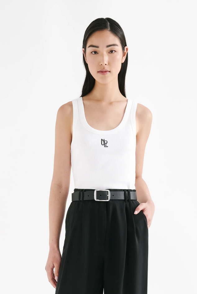 Organic Emblem Singlet in White