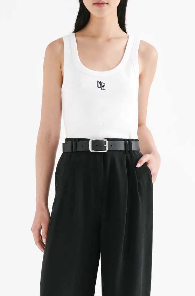 Organic Emblem Singlet in White