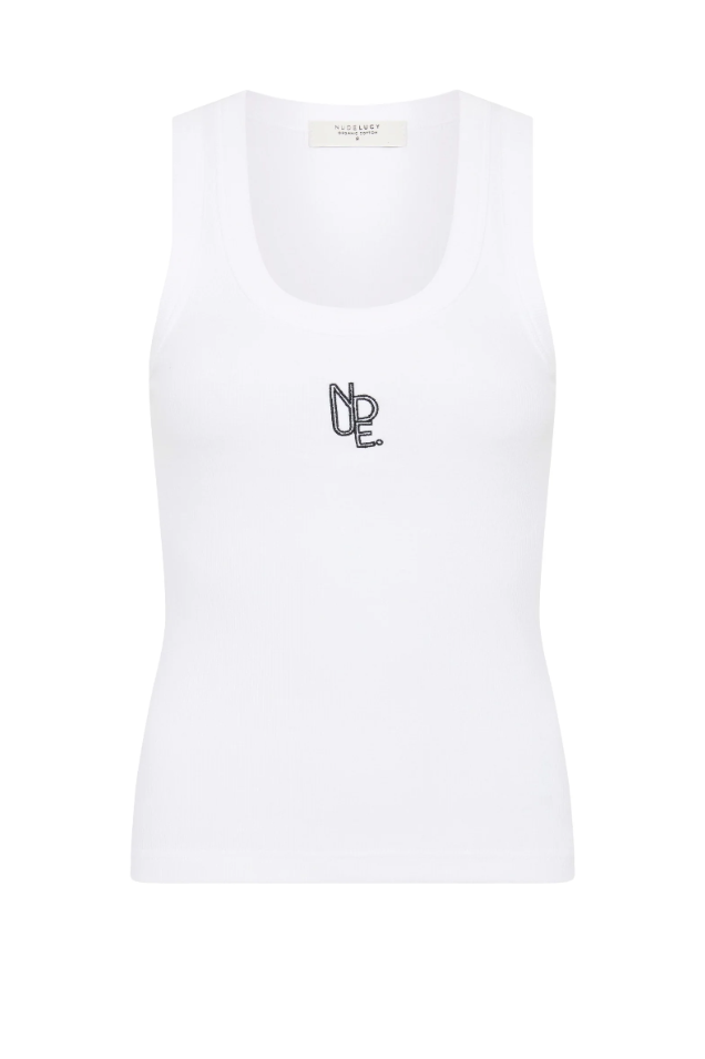 Organic Emblem Singlet in White