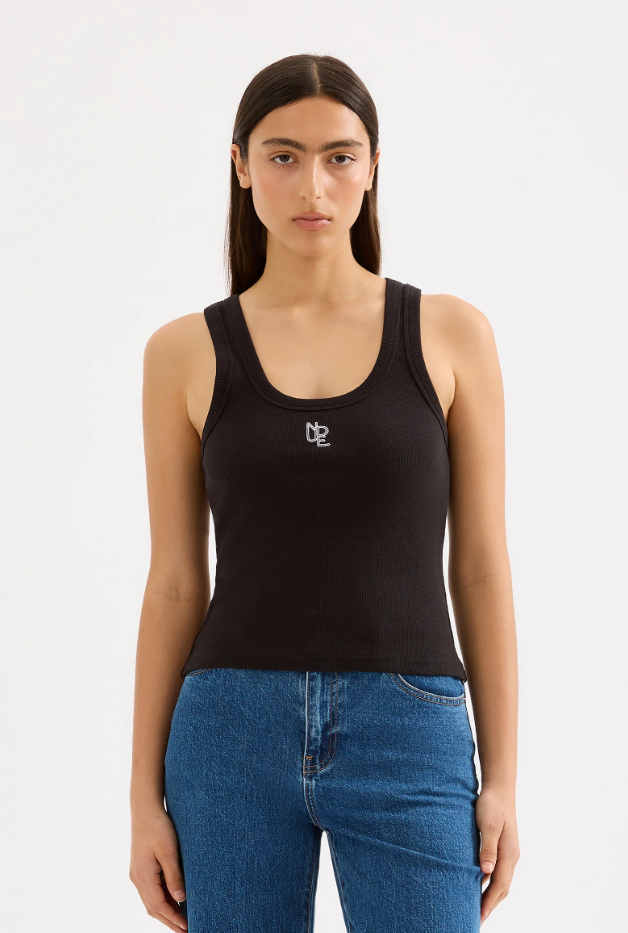 Organic Emblem Singlet in Black