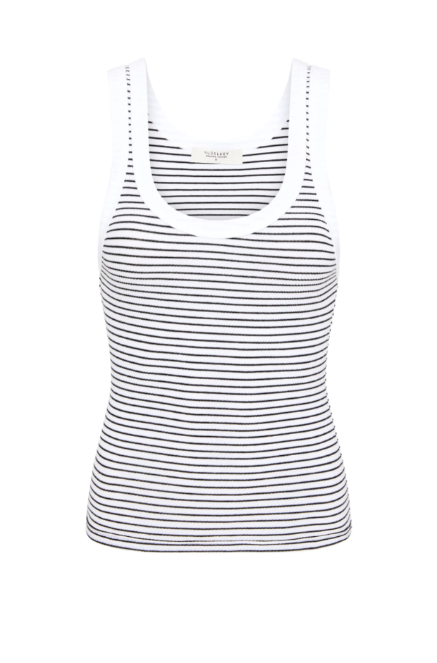 Organic Stripe Rib Singlet in Black Stripe