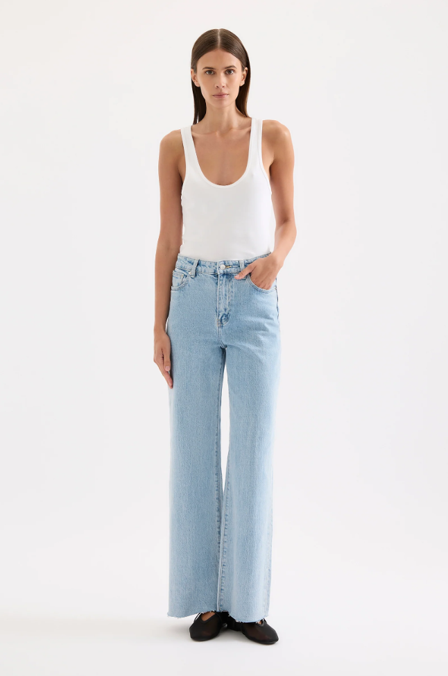 Cali Stretch Wide Leg Jean in Sky Blue