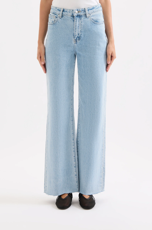 Cali Stretch Wide Leg Jean in Sky Blue