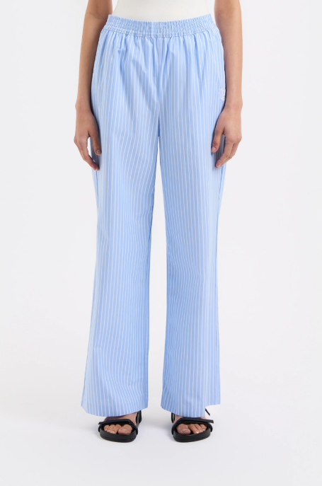 Organic Poplin Pant in Sky Stripe