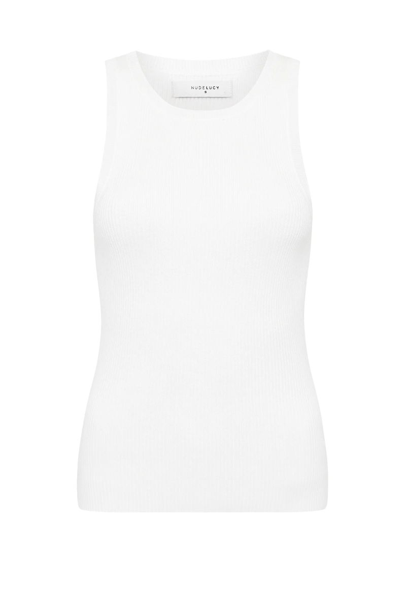 Nude Lucy Classic Knit Tank in White Momera Goondiwindi 