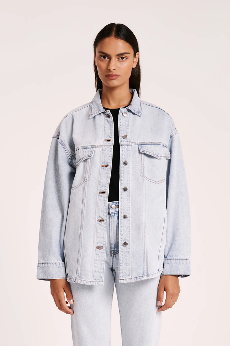 Organic Denim Jacket in Clear Blue