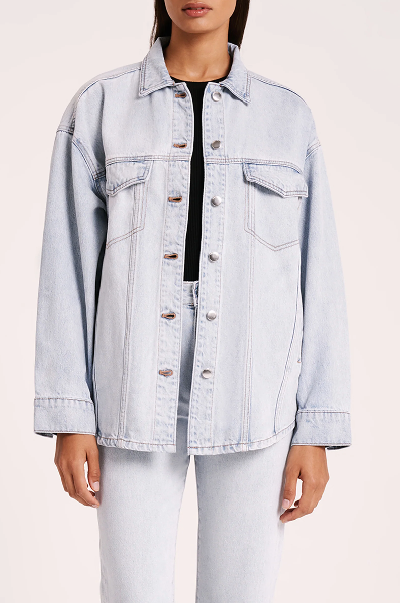 Organic Denim Jacket in Clear Blue
