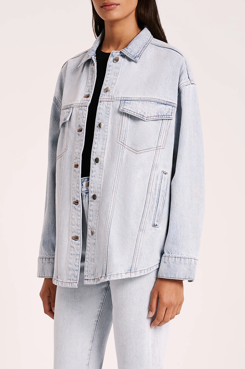 Organic Denim Jacket in Clear Blue