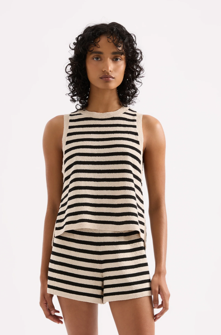 Kayda Knit Tank in Black Stripe