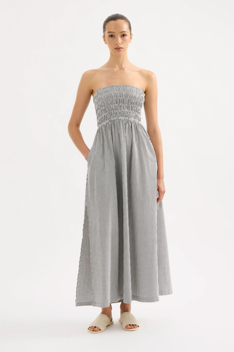 Quinn Maxi Dress in Black Stripe