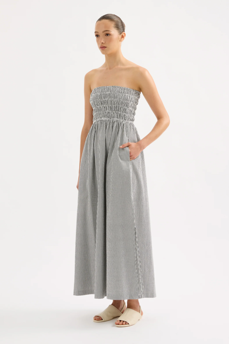 Quinn Maxi Dress in Black Stripe
