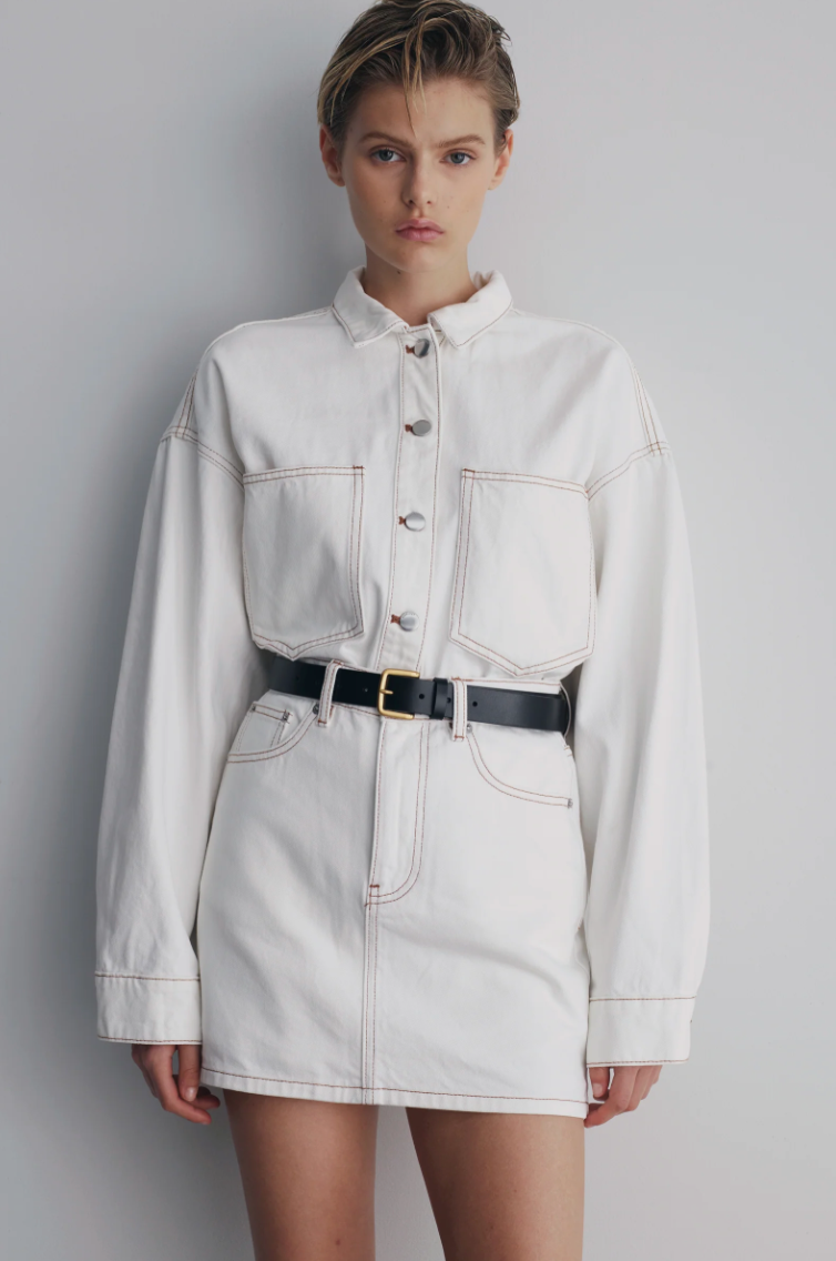 Sia Denim Mini Skirt in Salt