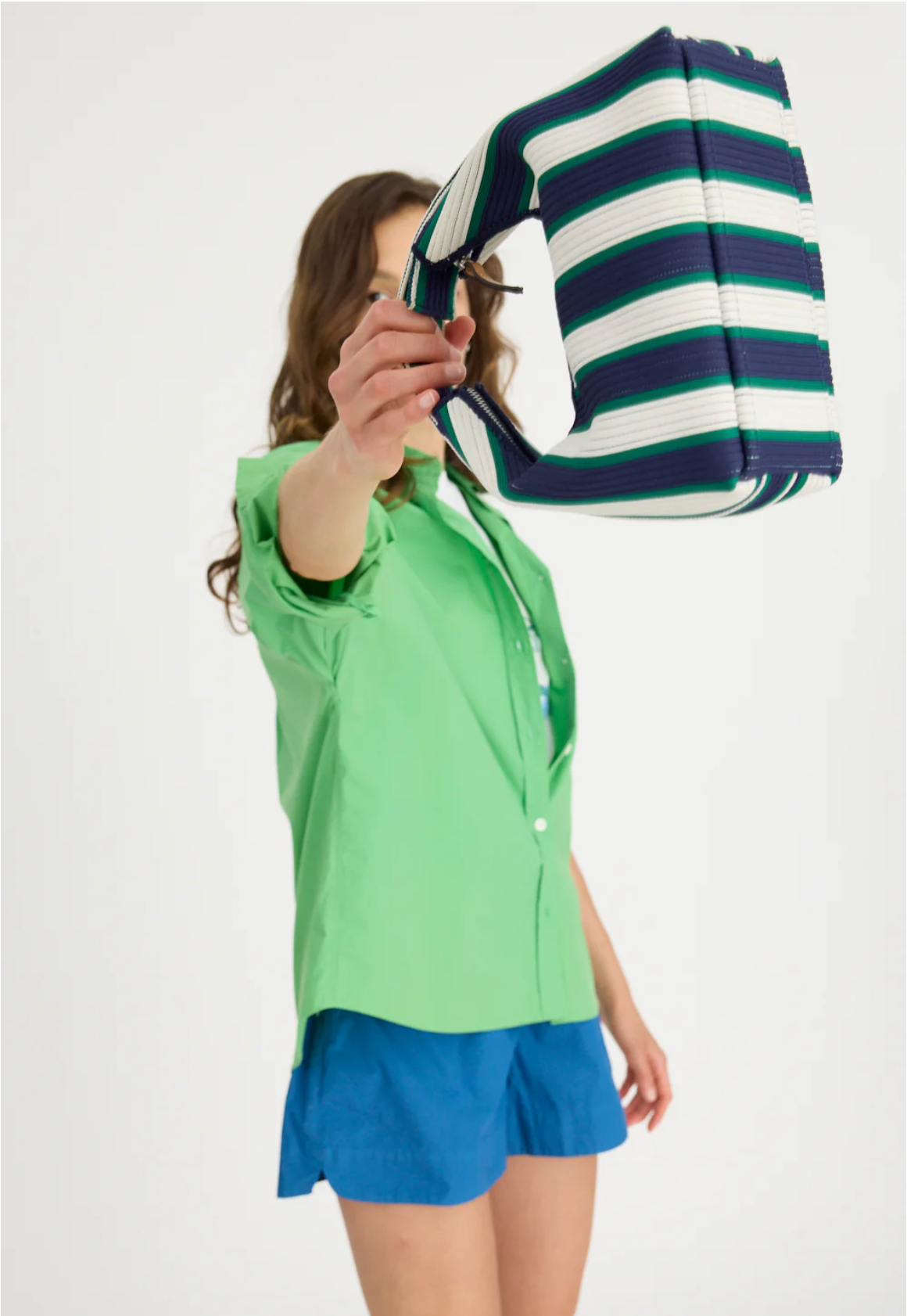 Lilo Stripes Mini Bag in Navy/Verde