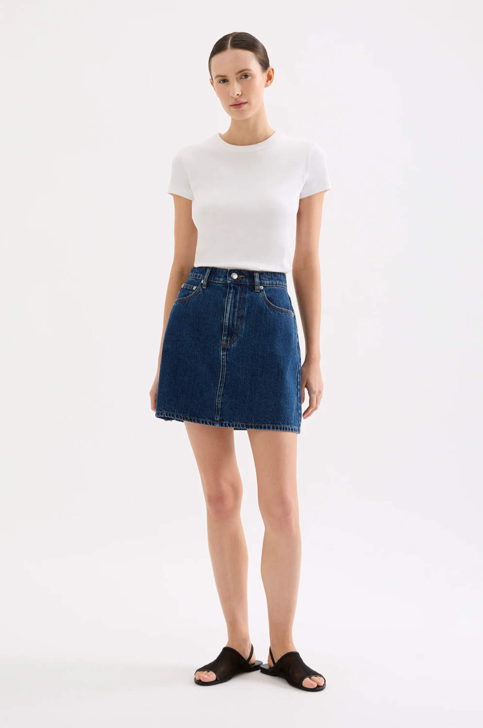 Sia Denim Mini Skirt in Force Blue