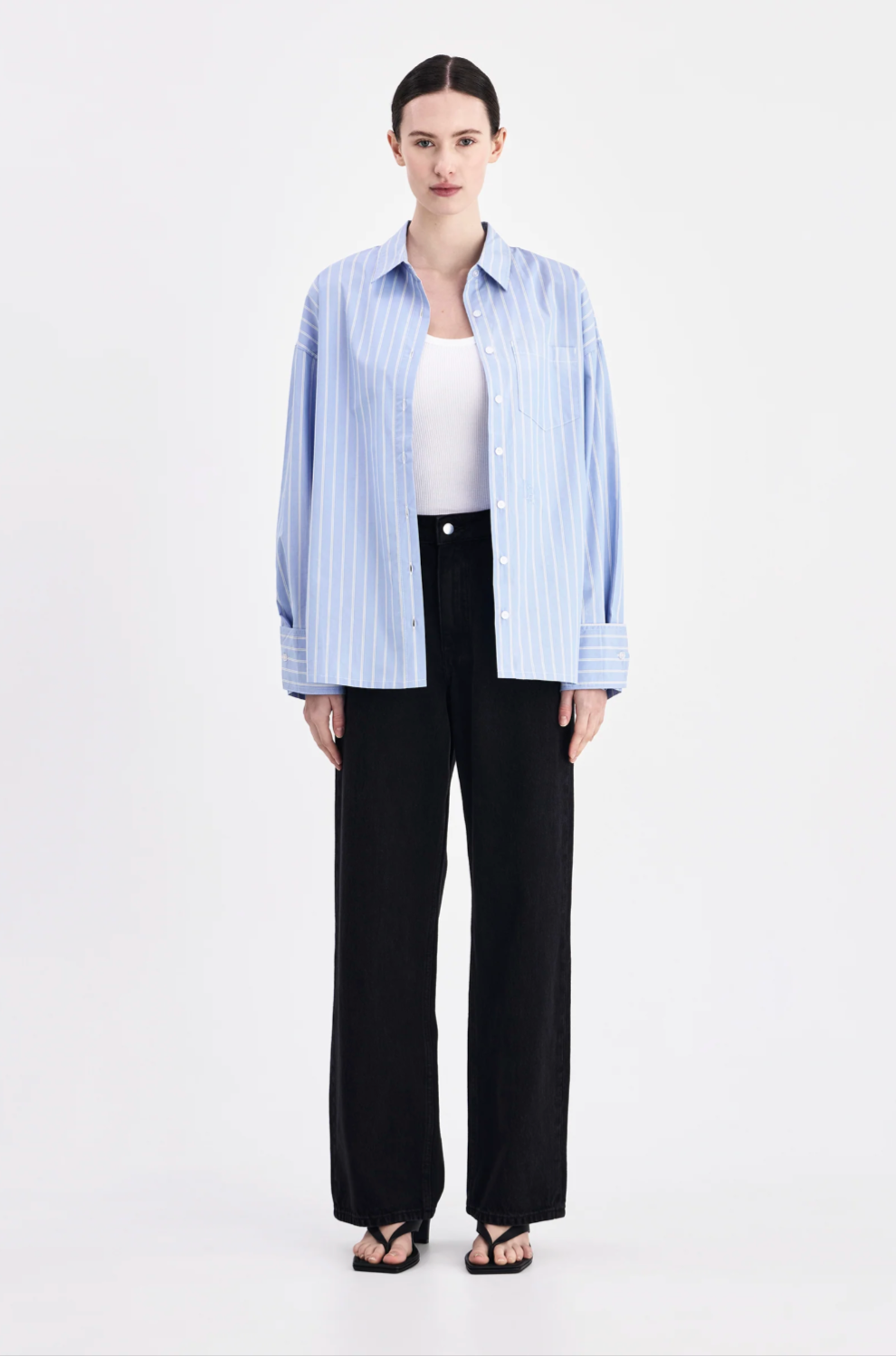Organic Poplin Shirt in Sky Stripe