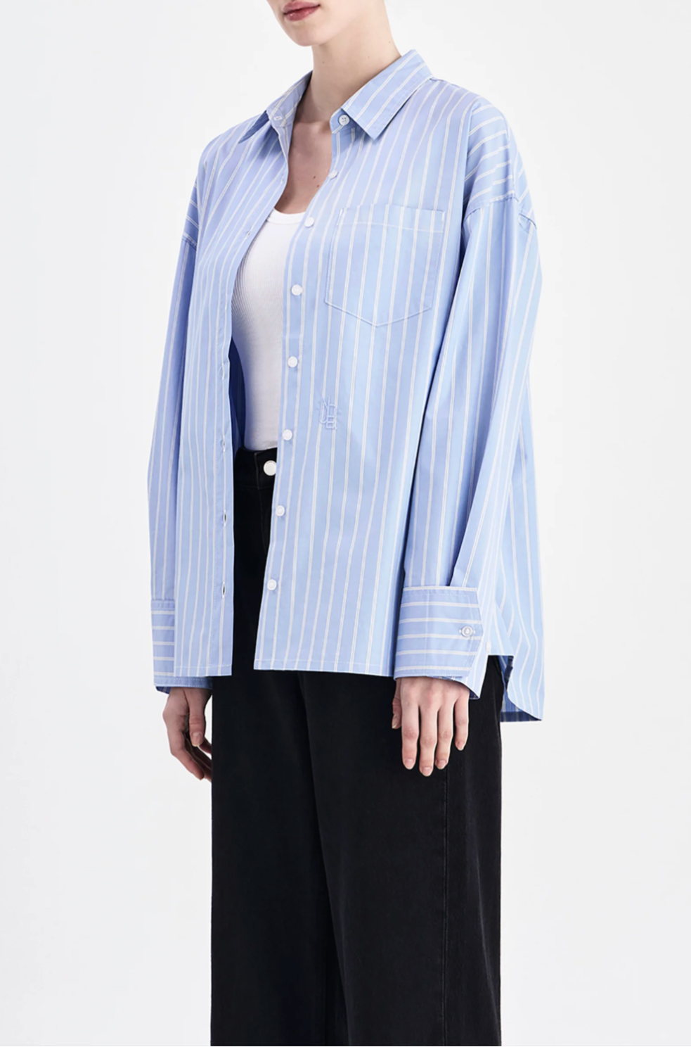 Organic Poplin Shirt in Sky Stripe