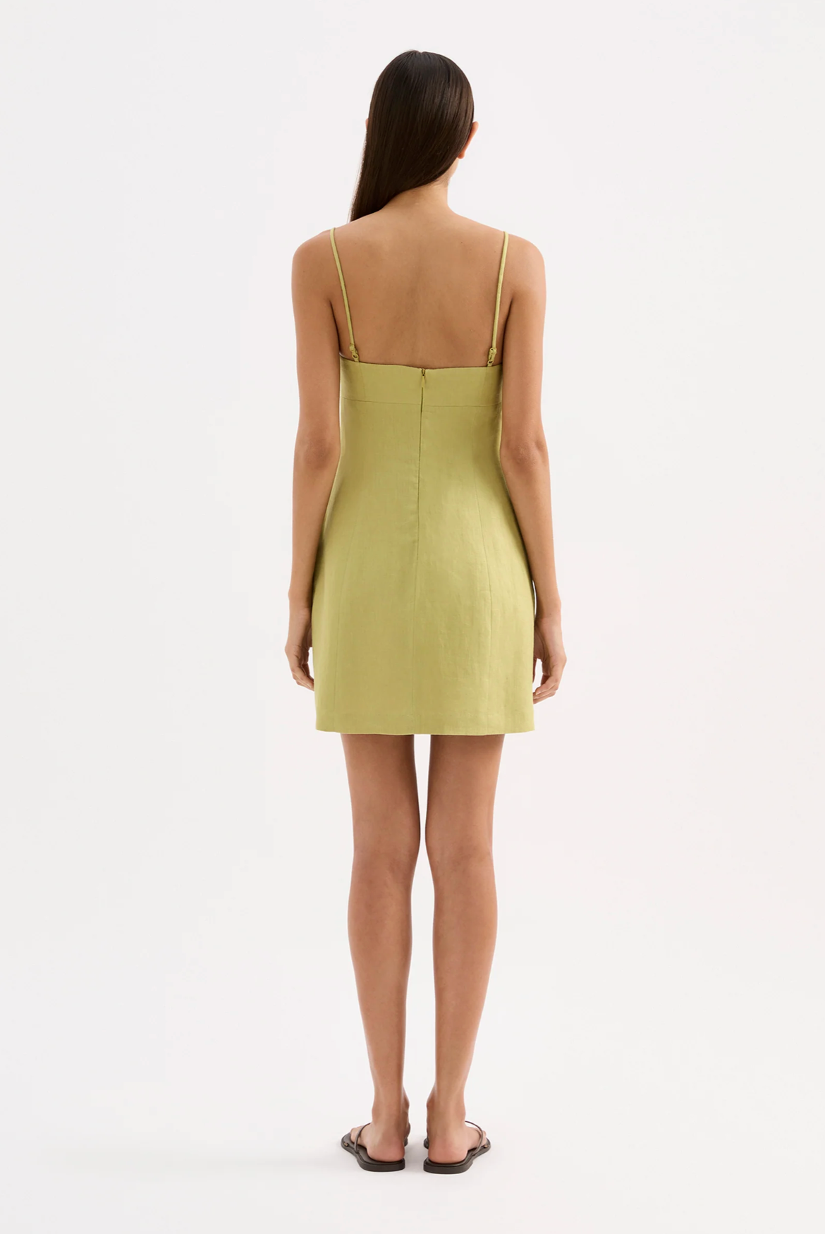Carmela Linen Mini Dress in Kiwi