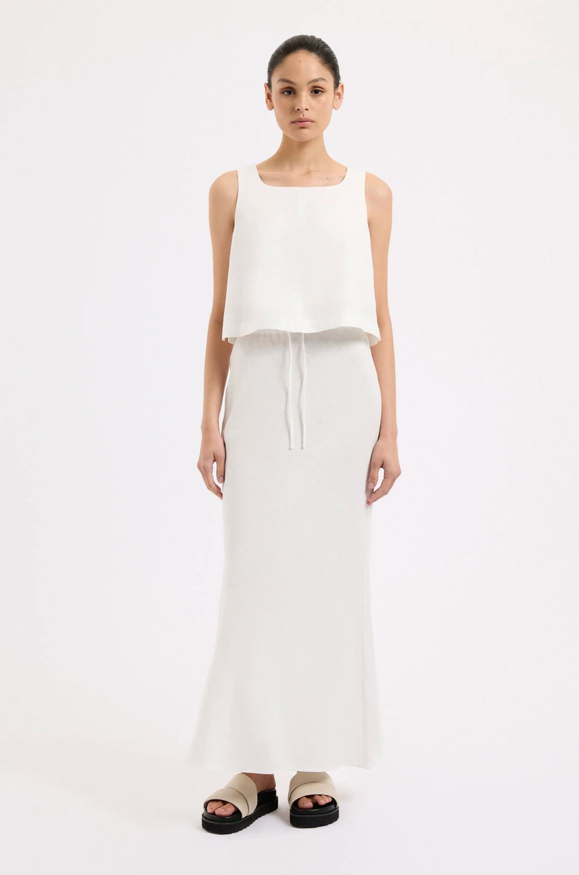 Amani Linen Skirt in White