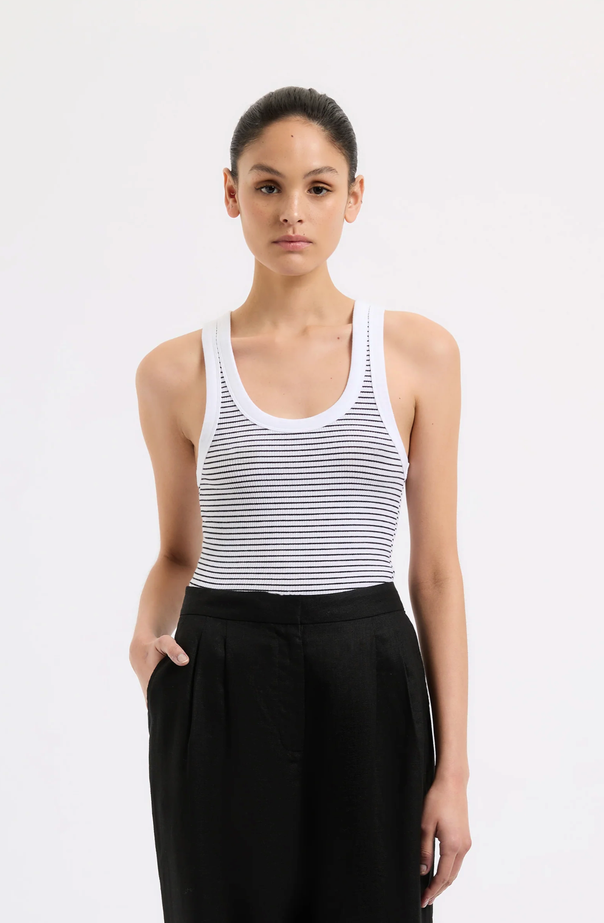 Organic Stripe Rib Singlet
